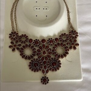 Amrita Singh Gold and Deep Red Floral Necklace